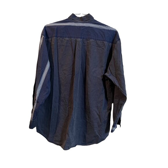 VTG Guess Georges Marciano Blue Striped 90s Y2K Long Sleeve Button Shirt Mens M - Picture 3 of 5